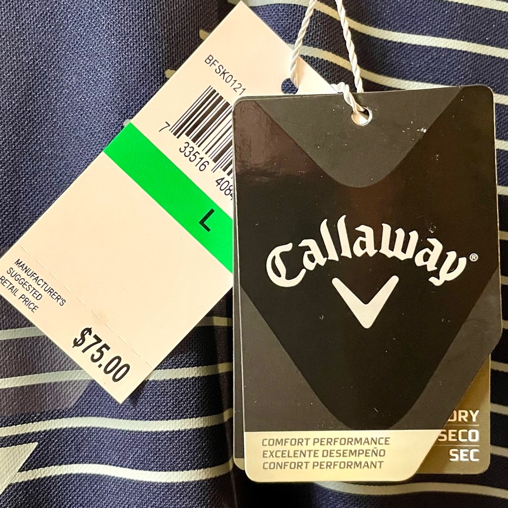 Callaway Men's Navy Golf Polo Shirt with Pink and White Accents (Size Large) NWT - Picture 4 of 5